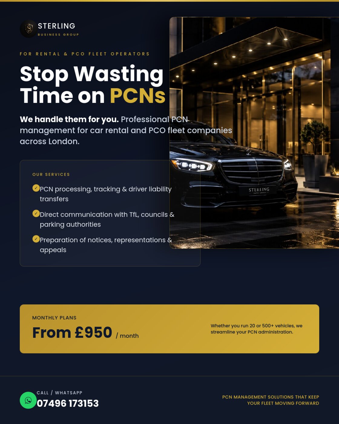 Sterling PCN Management Service — professional PCN handling for rental and PCO fleet operators
